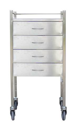 Medical Stainless Steel Trolley - 4 Drawer